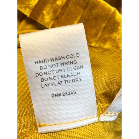 New York & Company Size Small Gold Short Sleeve Pleated Velvet Mini Dress EUC - Picture 10 of 11
